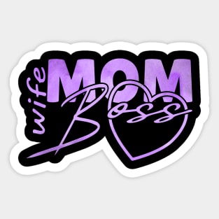 wife mom boss in purple Sticker